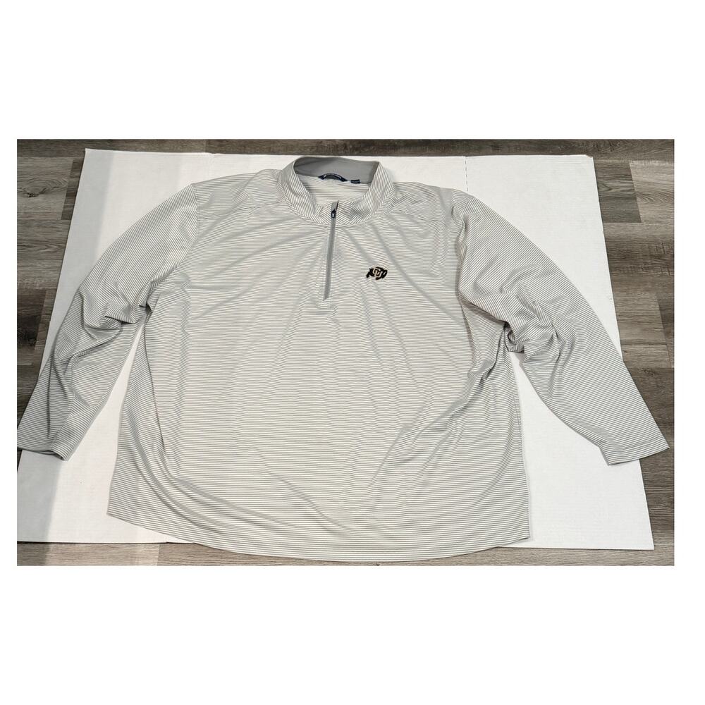 Cutter & Buck CU Buffs Quarter Zip Pullover Mens 5XB Big Tall Striped Golf